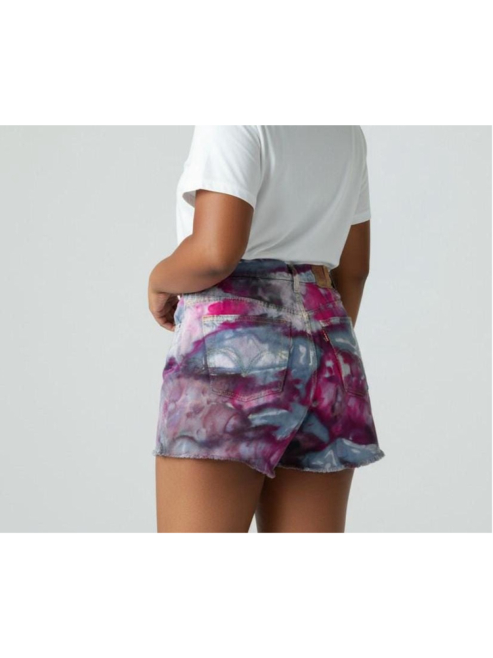 Size 10 - Upcycled Levis 550 Denim Shorts: Hand-Dyed Tie Dye Cutoffs